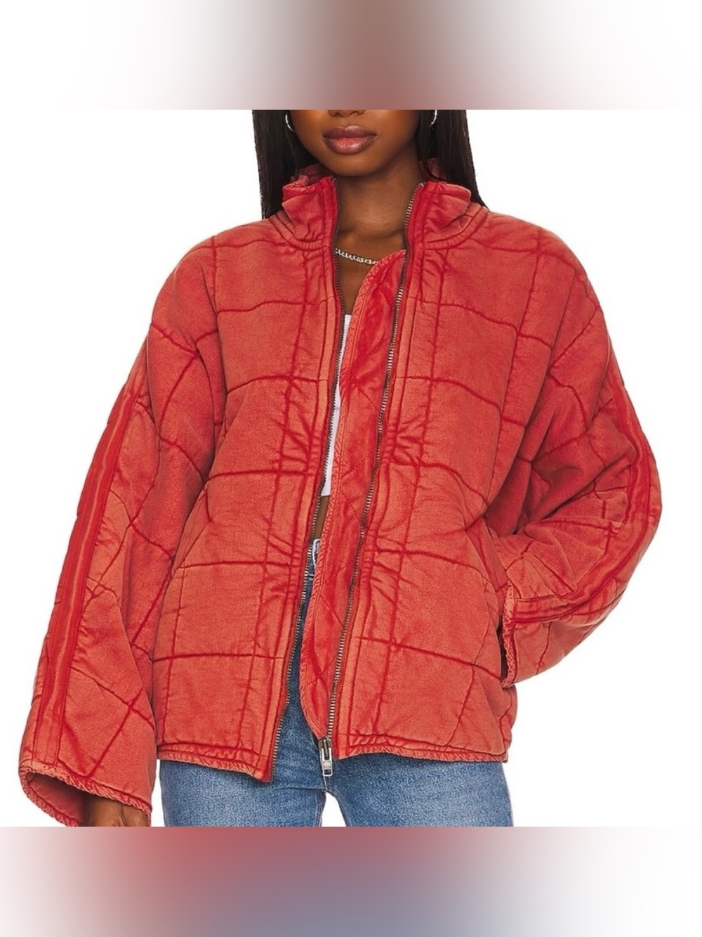 Free People Dolman Red Quilted Jacket
